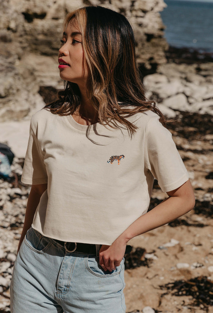 tiger womens cropped t-shirt Big Wild Thought