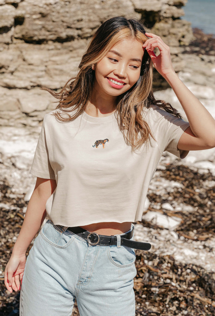 tiger womens cropped t-shirt Big Wild Thought