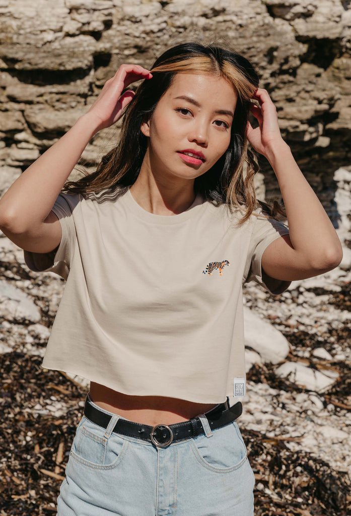 tiger womens cropped t-shirt Big Wild Thought