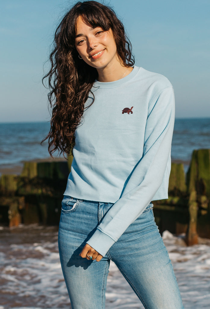 galapagos tortoise womens cropped sweatshirt Big Wild Thought