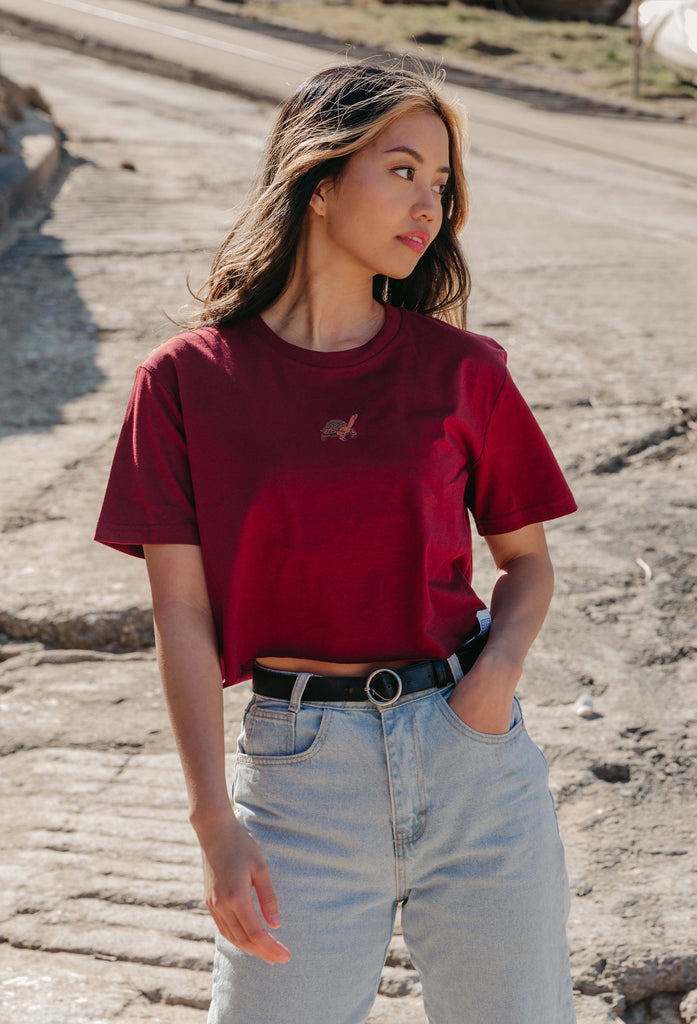 galapagos tortoise womens cropped t-shirt Big Wild Thought