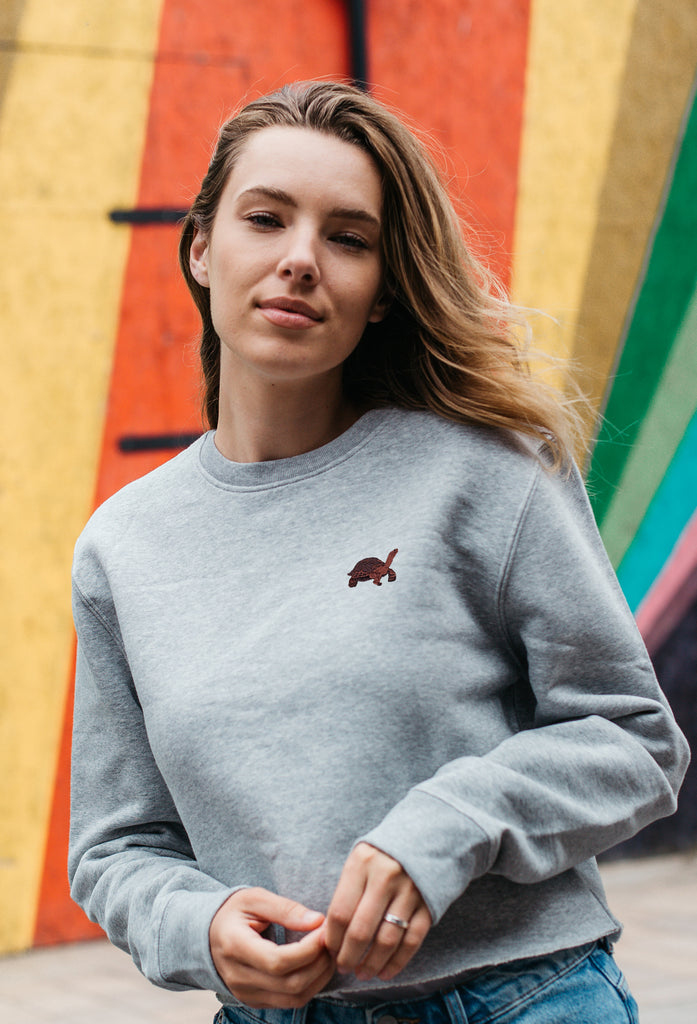 galapagos tortoise womens cropped sweatshirt Big Wild Thought