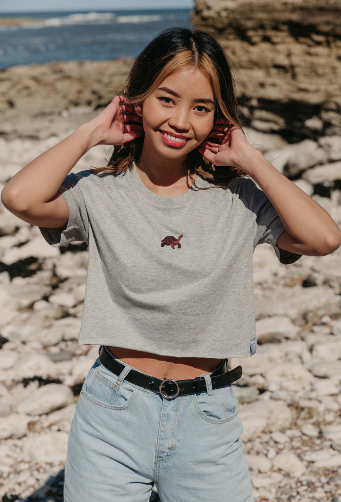 galapagos tortoise womens cropped t-shirt Big Wild Thought