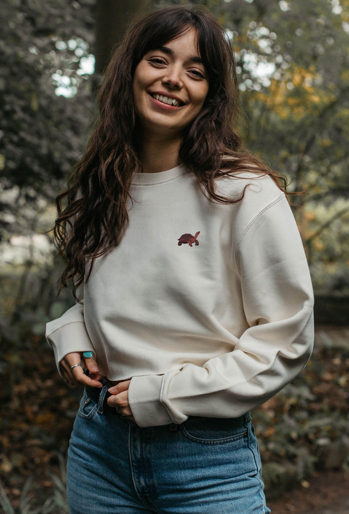 galapagos tortoise womens cropped sweatshirt Big Wild Thought