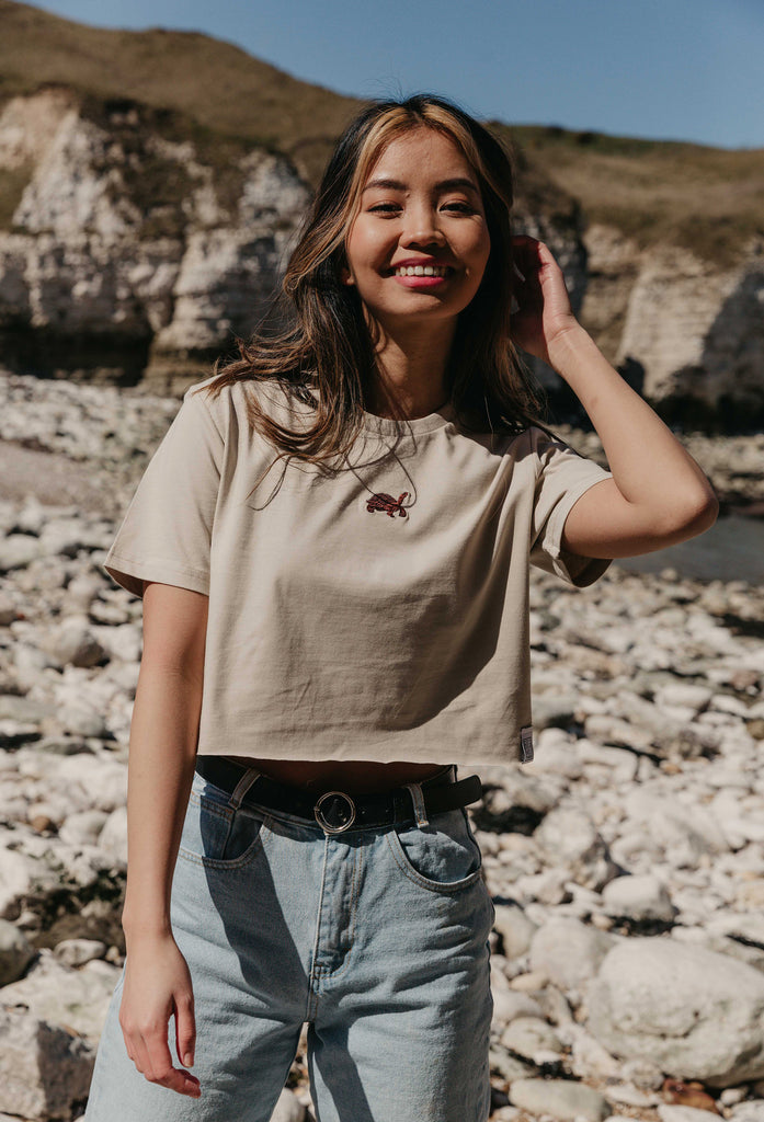 galapagos tortoise womens cropped t-shirt Big Wild Thought