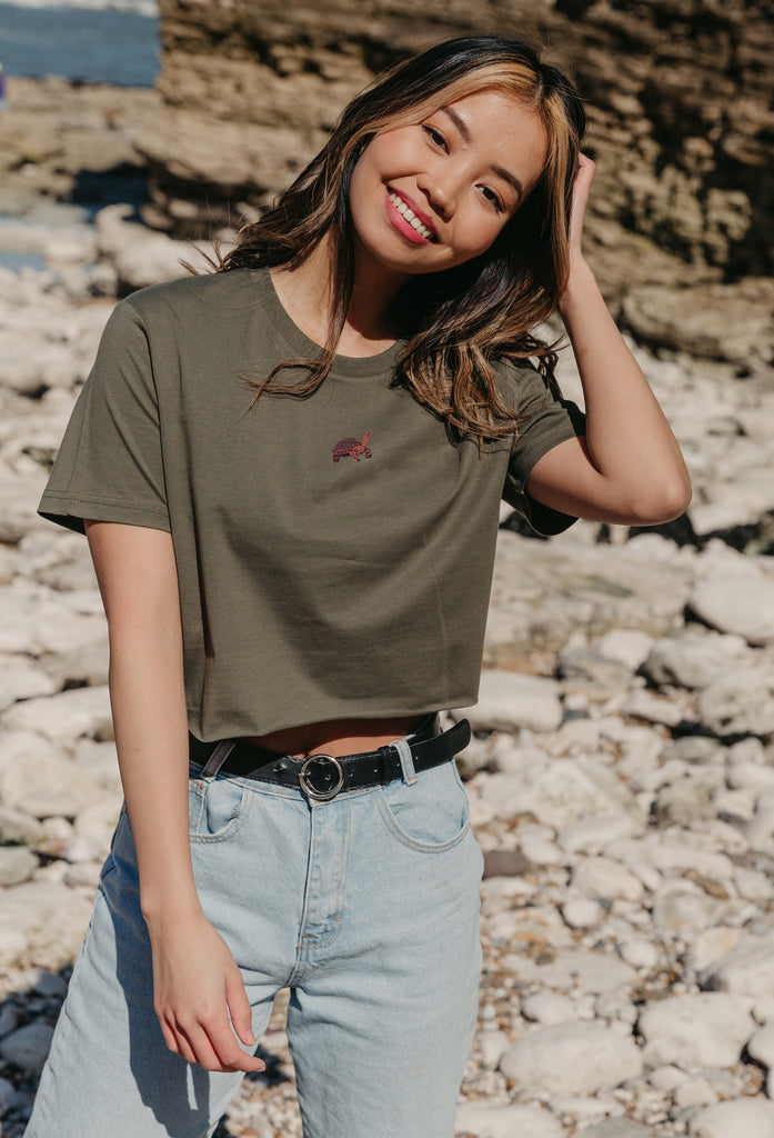 galapagos tortoise womens cropped t-shirt Big Wild Thought