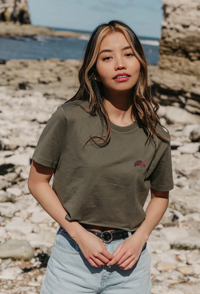 galapagos tortoise womens cropped t-shirt Big Wild Thought