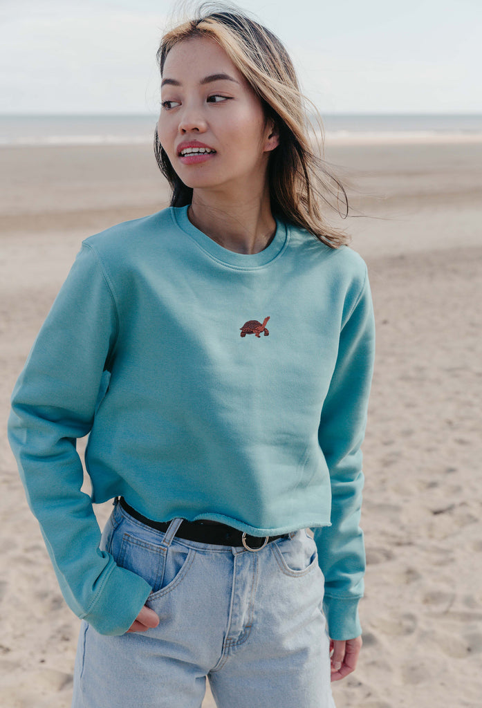 galapagos tortoise womens cropped sweatshirt Big Wild Thought