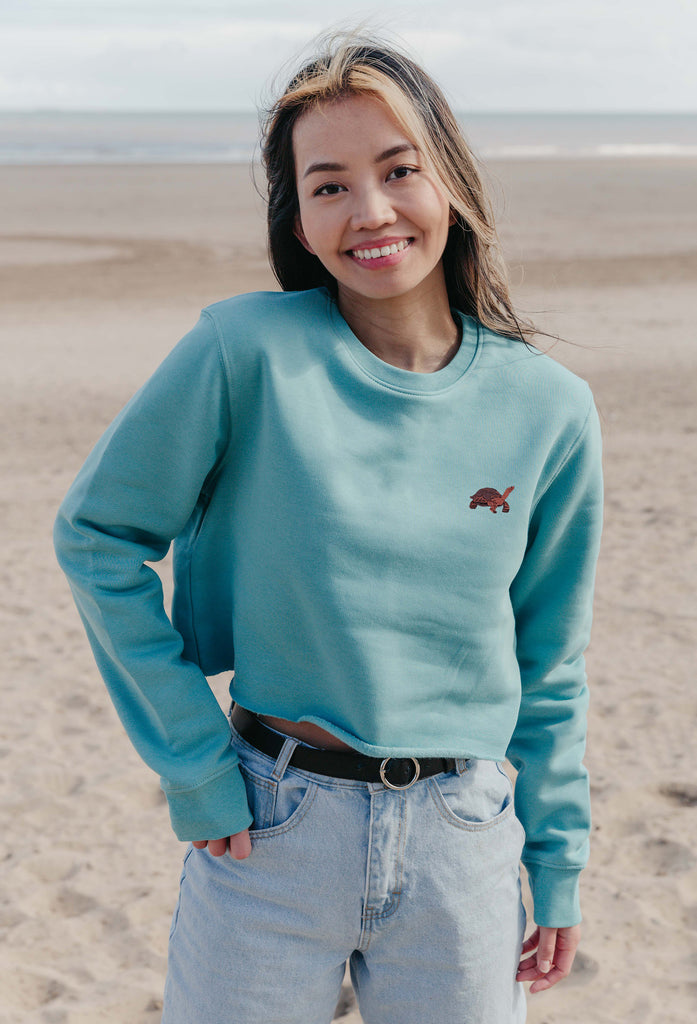 galapagos tortoise womens cropped sweatshirt Big Wild Thought