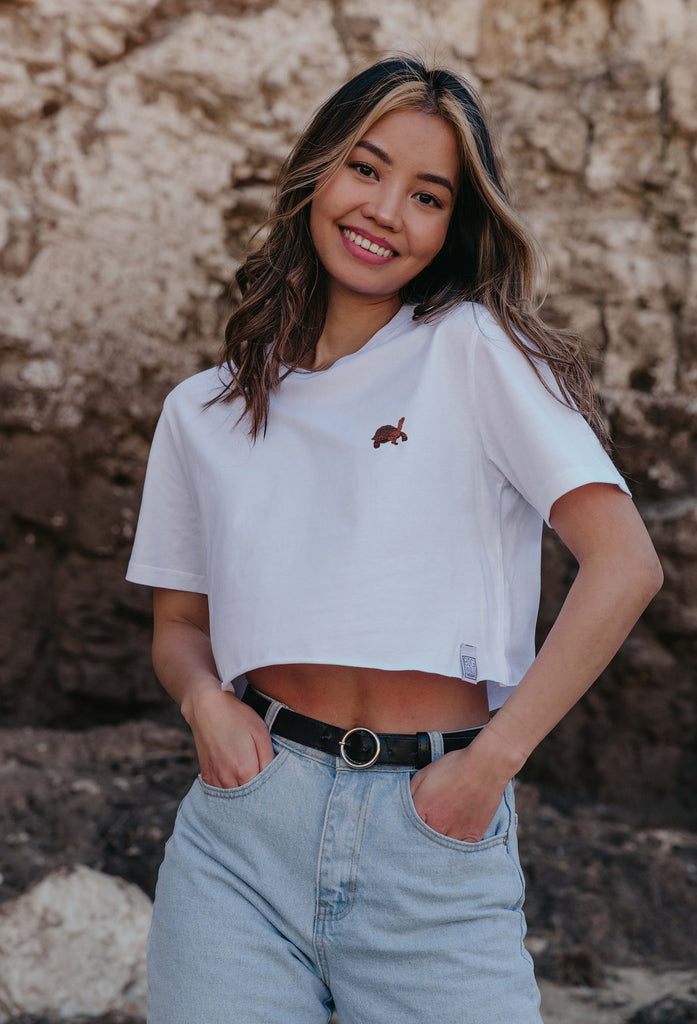 galapagos tortoise womens cropped t-shirt Big Wild Thought