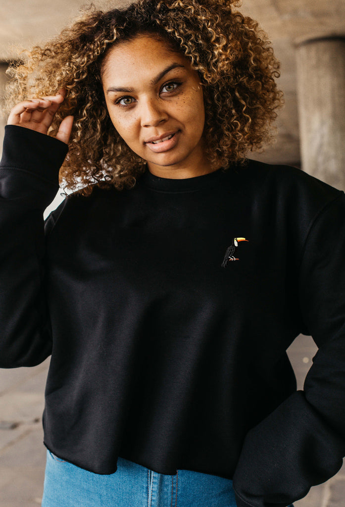 toucan womens cropped sweatshirt Big Wild Thought