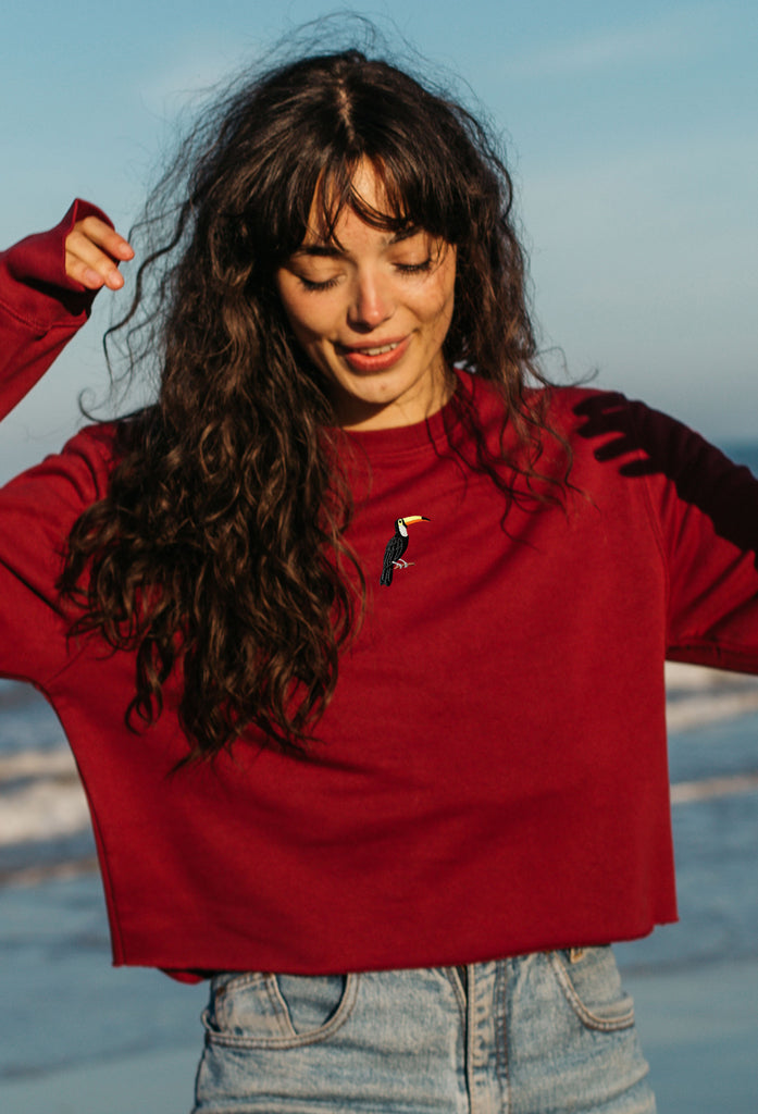 toucan womens cropped sweatshirt Big Wild Thought