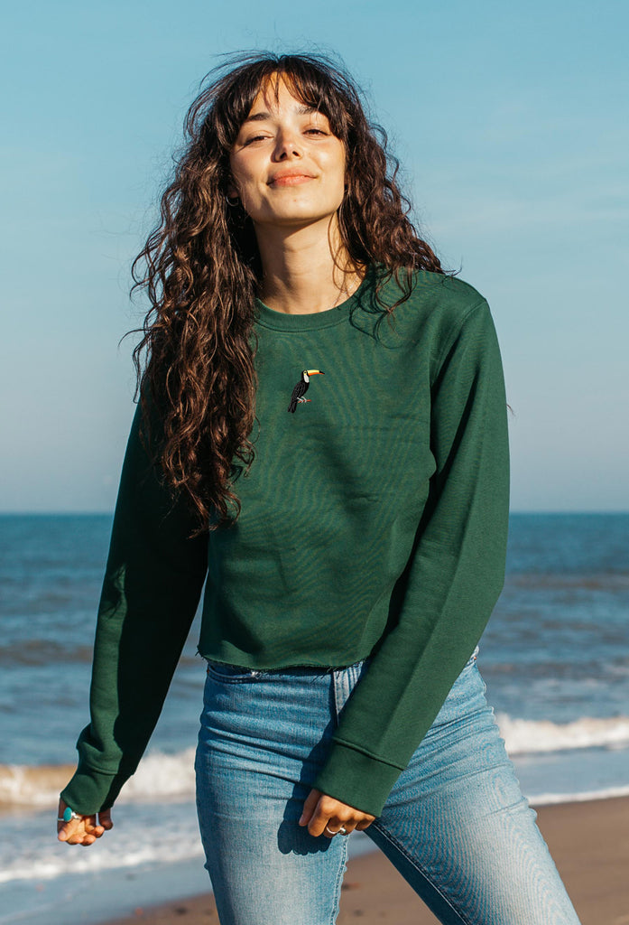 toucan womens cropped sweatshirt Big Wild Thought