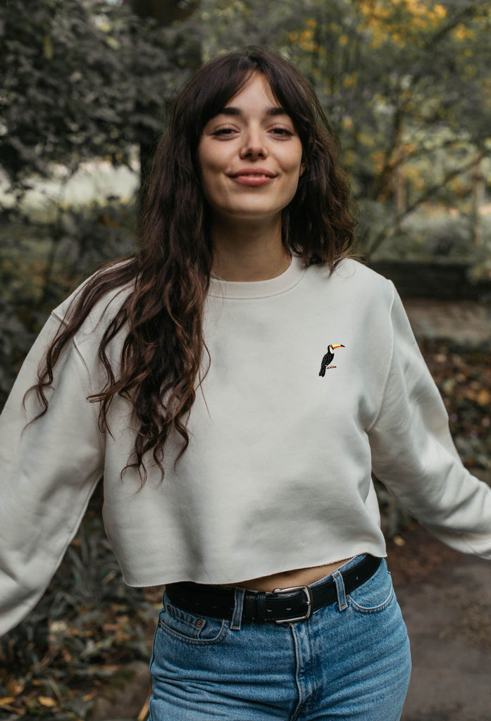 toucan womens cropped sweatshirt Big Wild Thought