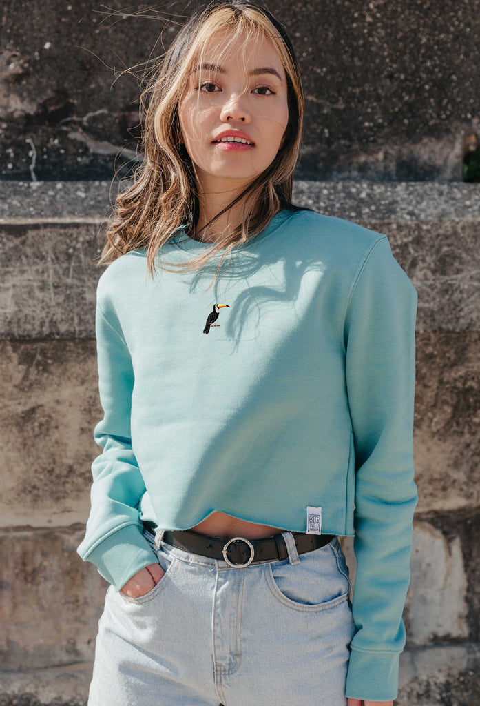 toucan womens cropped sweatshirt Big Wild Thought