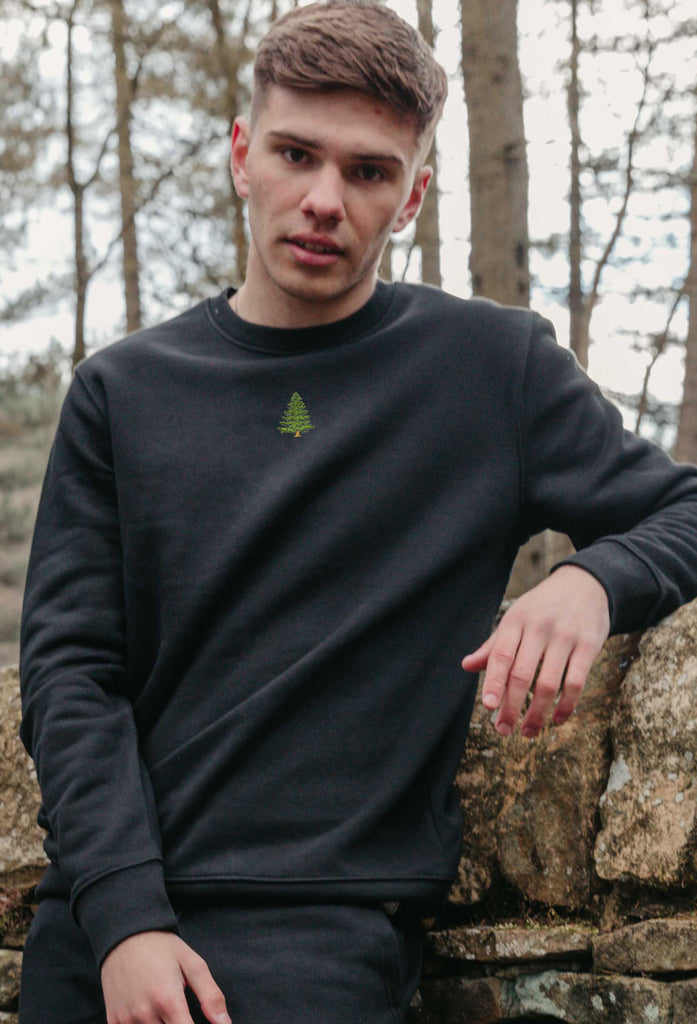 Pine Tree Unisex Embroidered Organic Sustainable Sweatshirt Jumper Big Wild Thought