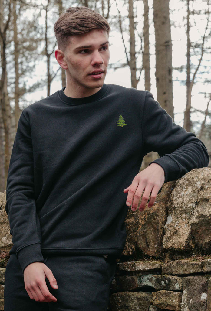Pine Tree Unisex Embroidered Organic Sustainable Sweatshirt Jumper Big Wild Thought
