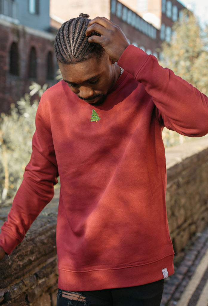 Pine Tree Unisex Embroidered Organic Sustainable Sweatshirt Jumper Big Wild Thought