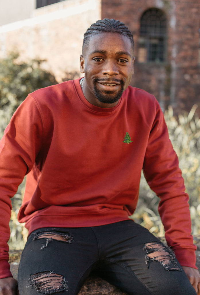 Pine Tree Unisex Embroidered Organic Sustainable Sweatshirt Jumper Big Wild Thought