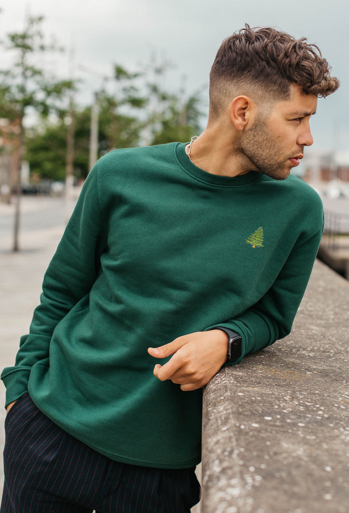 Pine Tree Unisex Embroidered Organic Sustainable Sweatshirt Jumper Big Wild Thought