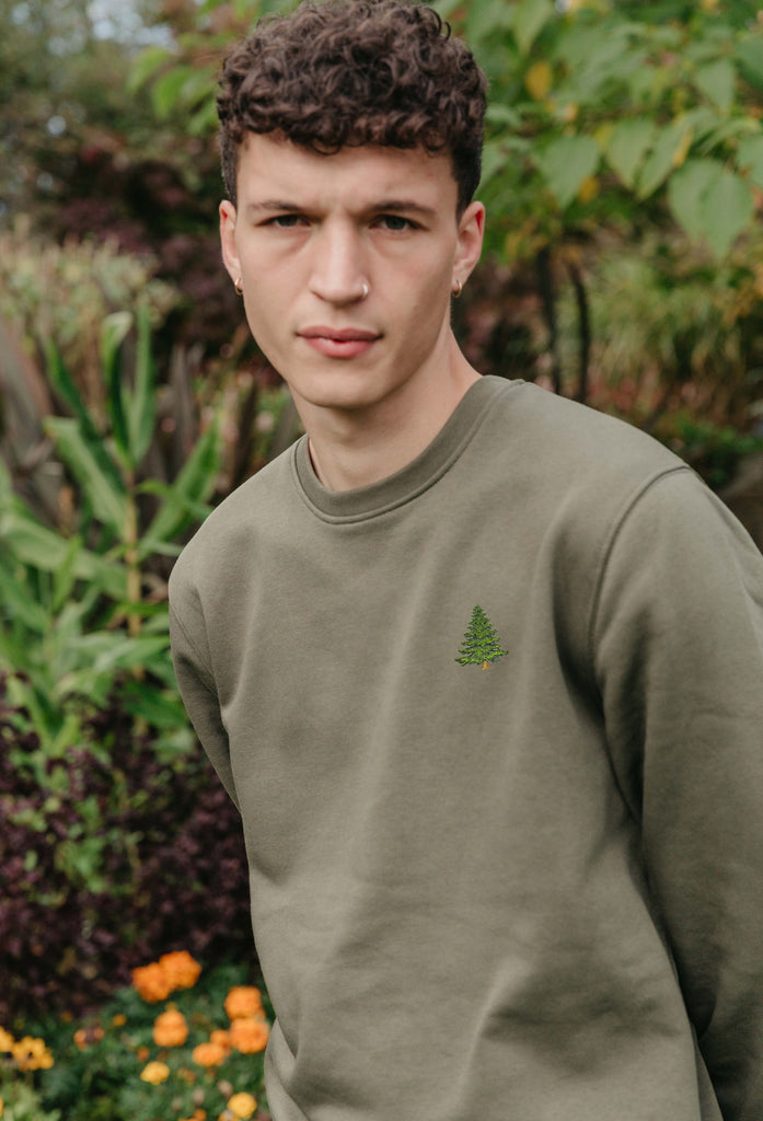 Pine Tree Unisex Embroidered Organic Sustainable Sweatshirt Jumper Big Wild Thought