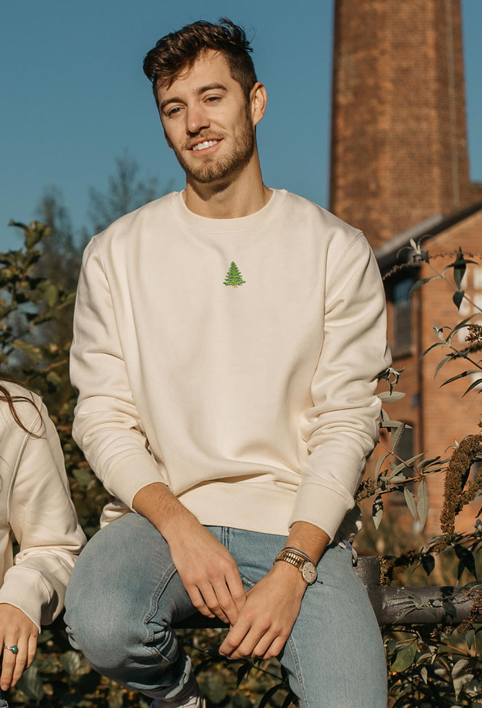 Pine Tree Unisex Embroidered Organic Sustainable Sweatshirt Jumper Big Wild Thought