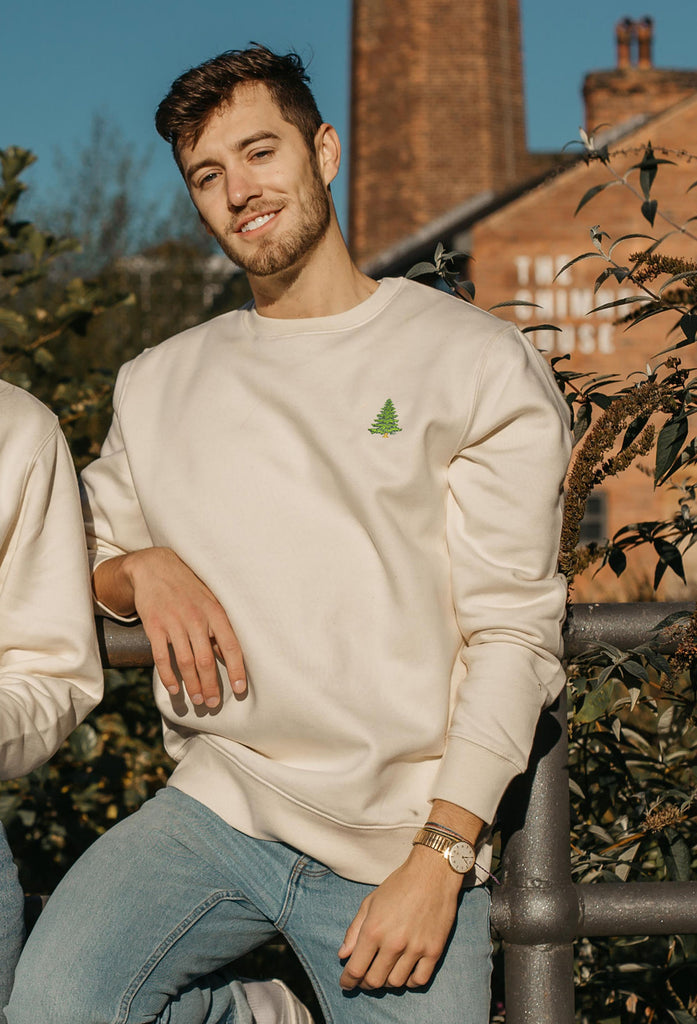 Pine Tree Unisex Embroidered Organic Sustainable Sweatshirt Jumper Big Wild Thought