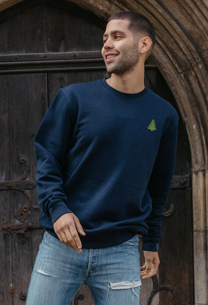 Pine Tree Unisex Embroidered Organic Sustainable Sweatshirt Jumper Big Wild Thought