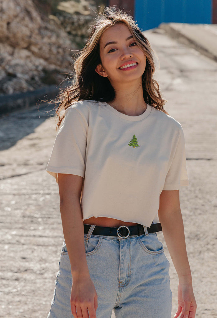 pine tree womens cropped t-shirt Big Wild Thought