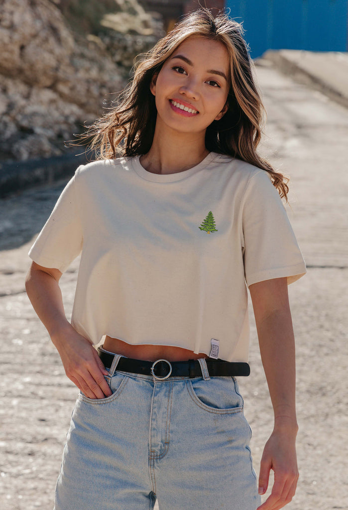 pine tree womens cropped t-shirt Big Wild Thought