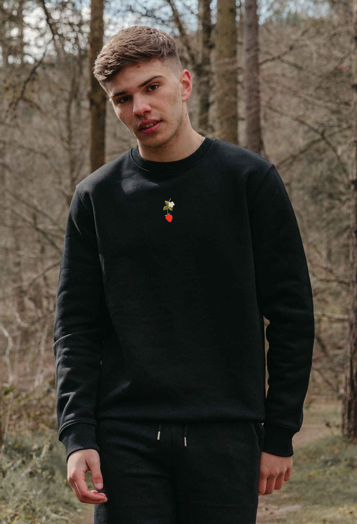 wild strawberry flower mens sweatshirt Big Wild Thought