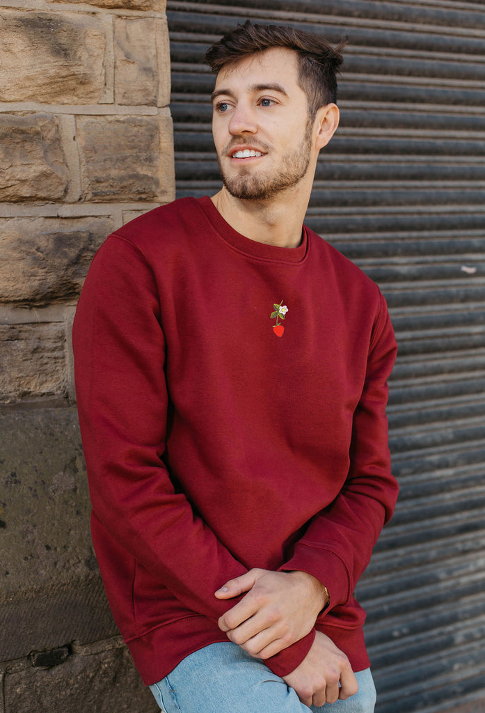 wild strawberry flower mens sweatshirt Big Wild Thought