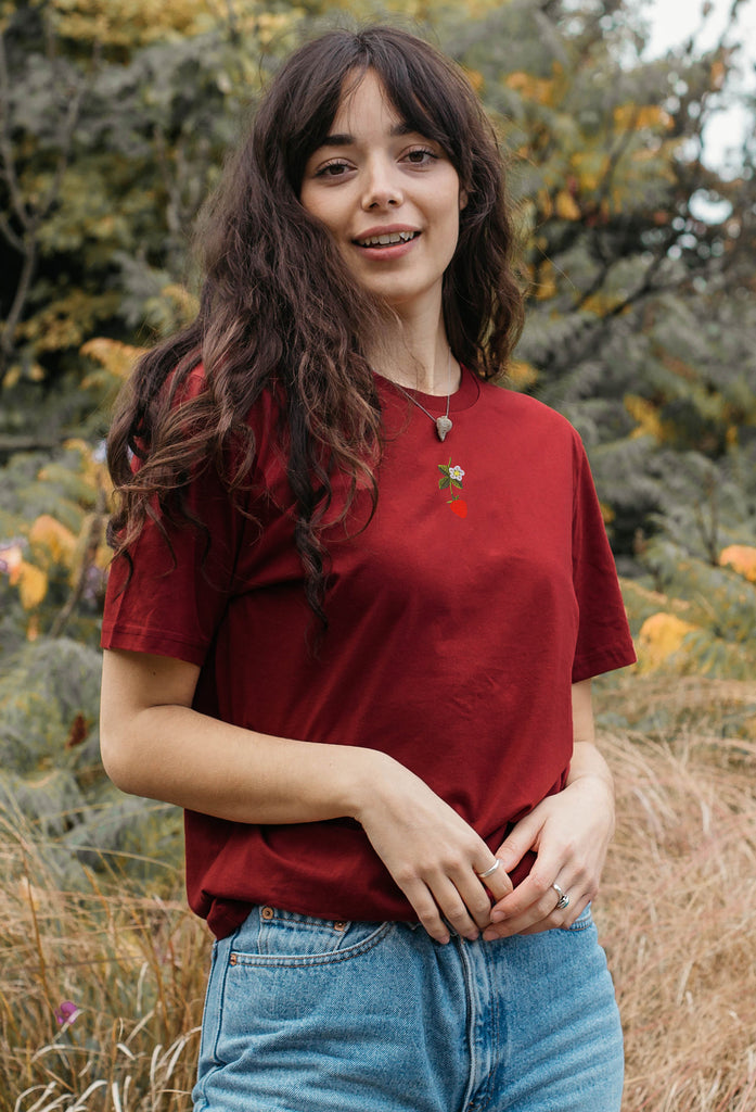 wild strawberry flower womens t-shirt Big Wild Thought