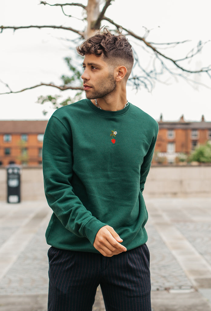 wild strawberry flower mens sweatshirt Big Wild Thought