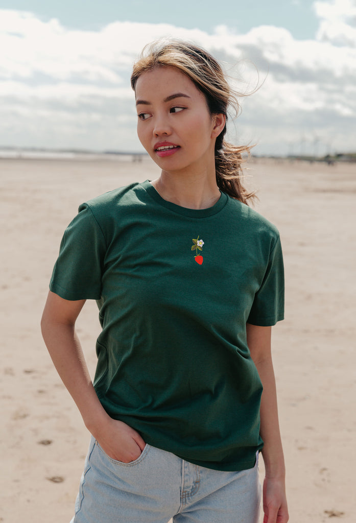 wild strawberry flower womens t-shirt Big Wild Thought