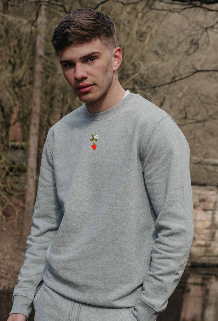 wild strawberry flower mens sweatshirt Big Wild Thought