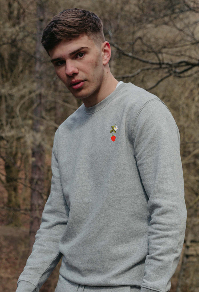 wild strawberry flower mens sweatshirt Big Wild Thought