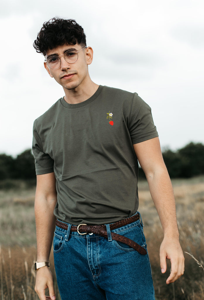 wild strawberry flower mens t-shirt Big Wild Thought