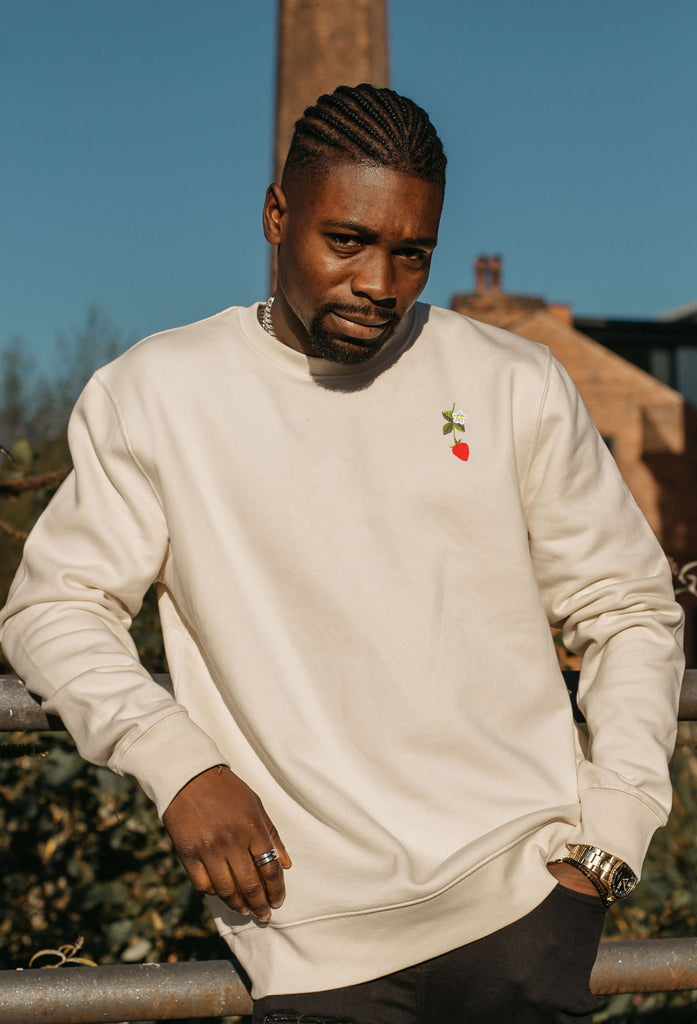 wild strawberry flower mens sweatshirt Big Wild Thought