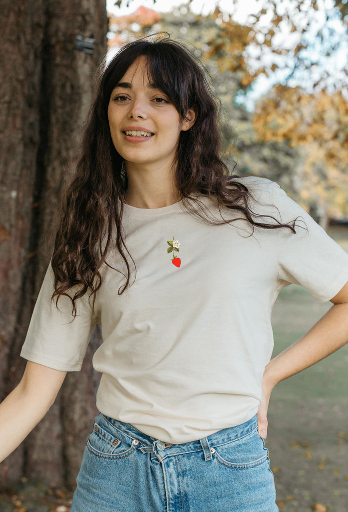 wild strawberry flower womens t-shirt Big Wild Thought