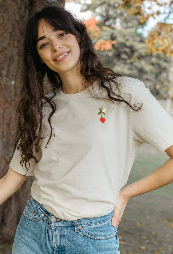 wild strawberry flower womens t-shirt Big Wild Thought
