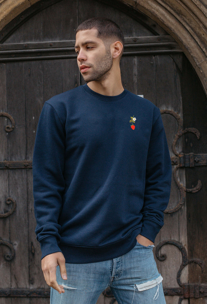 wild strawberry flower mens sweatshirt Big Wild Thought