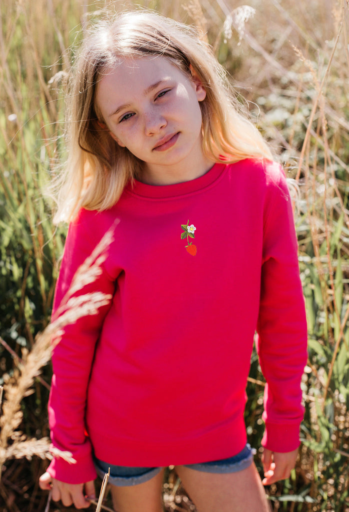 wild strawberry flower childrens sweatshirt Big Wild Thought