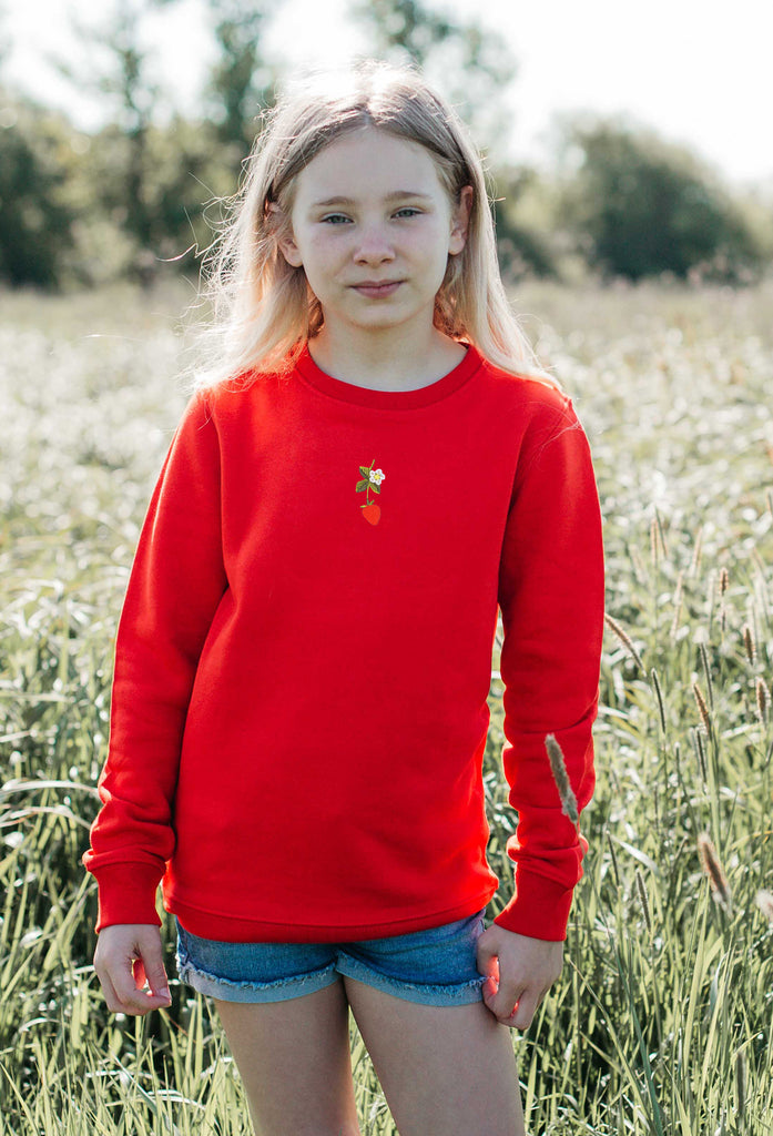 wild strawberry flower childrens sweatshirt Big Wild Thought