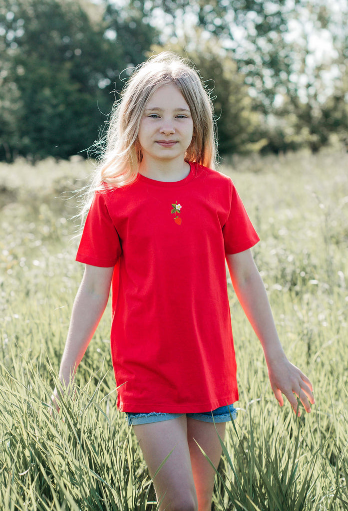 wild strawberry flower childrens t-shirt Big Wild Thought