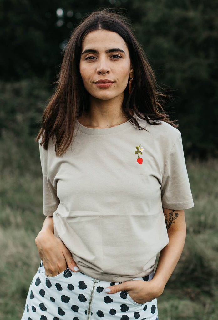 wild strawberry flower womens t-shirt Big Wild Thought