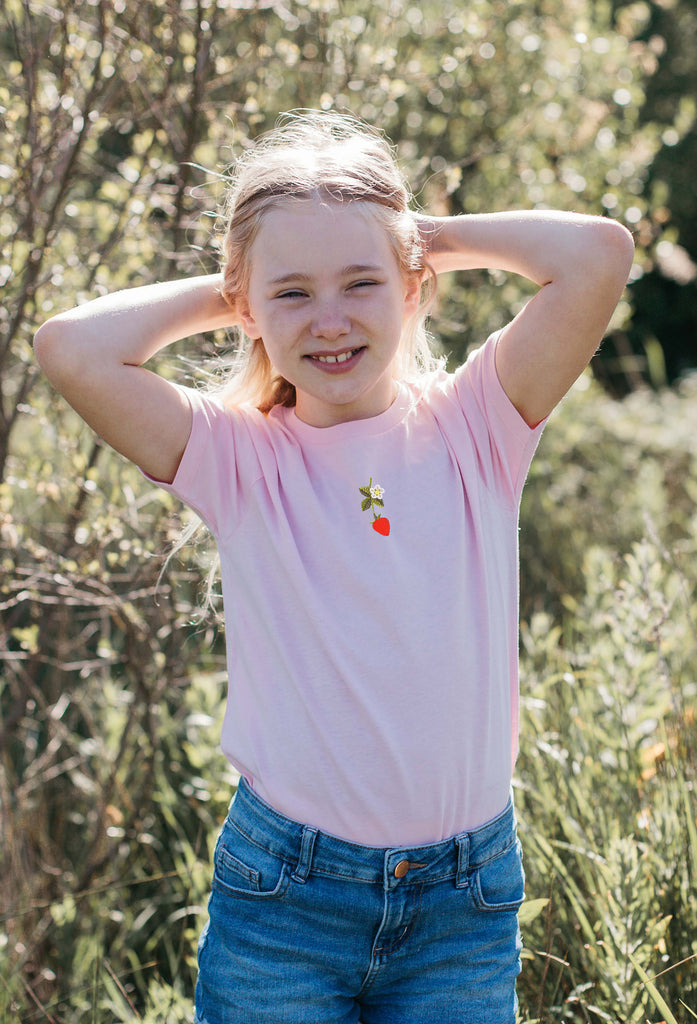 wild strawberry flower childrens t-shirt Big Wild Thought