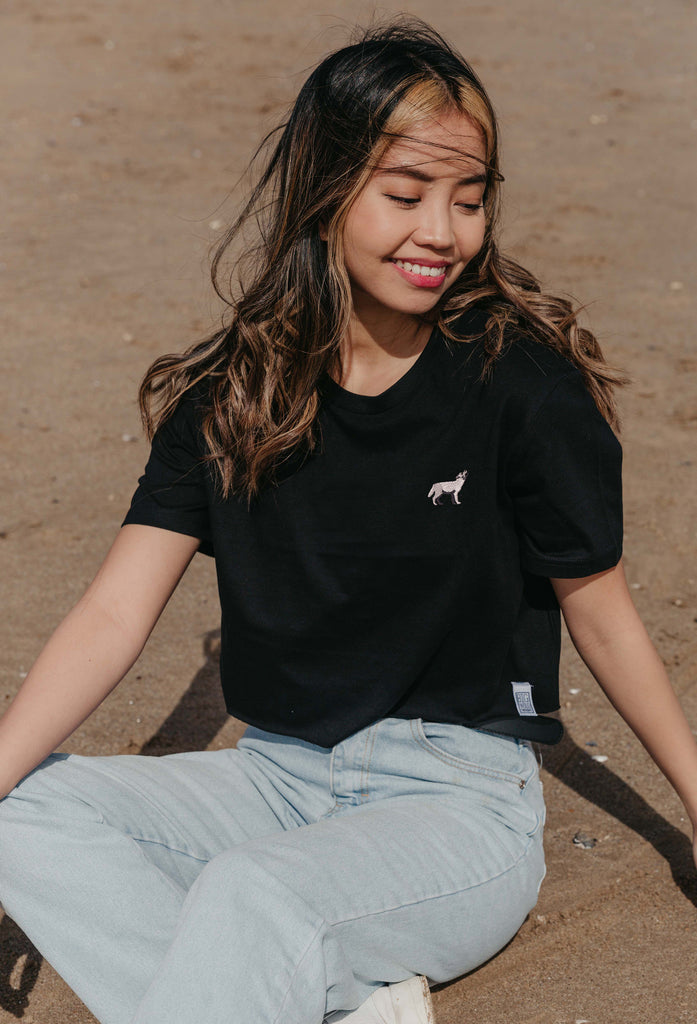 grey wolf womens cropped t-shirt Big Wild Thought