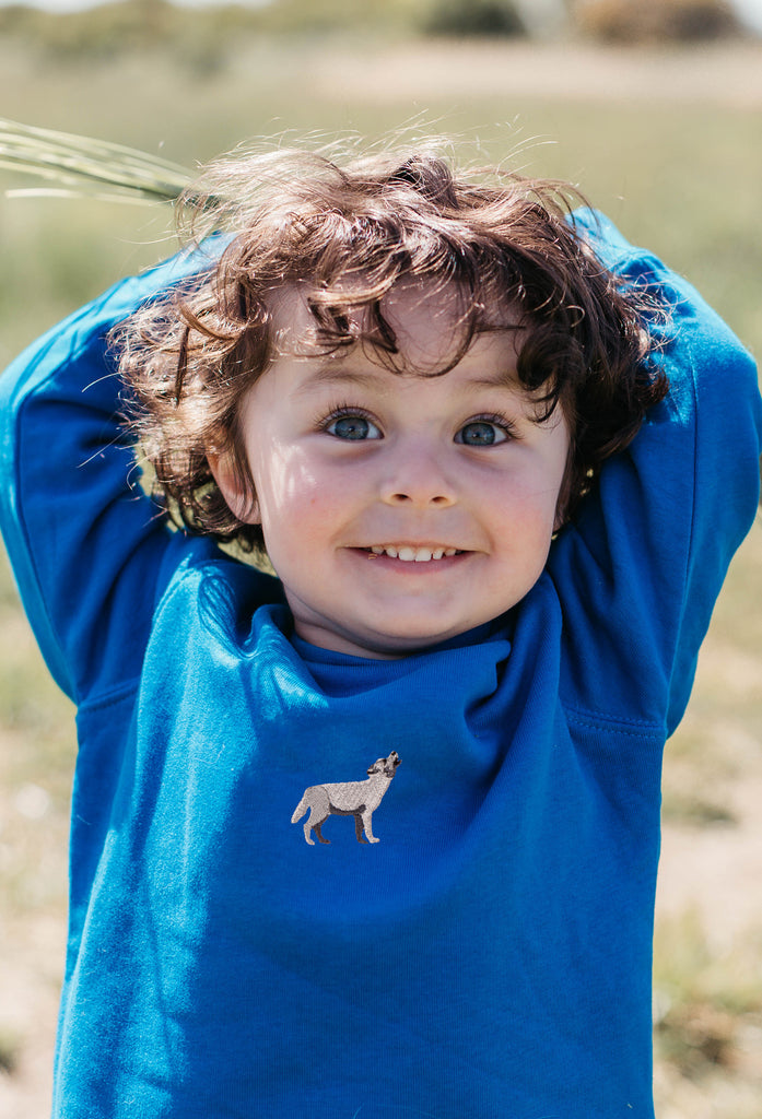 grey wolf childrens sweatshirt Big Wild Thought