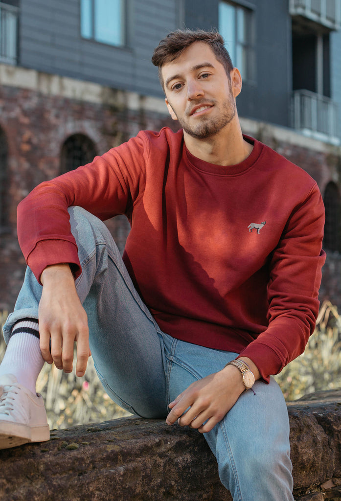 Grey Wolf Unisex Embroidered Organic Sustainable Sweatshirt Jumper Big Wild Thought